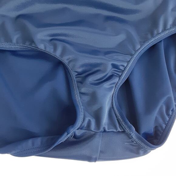 Lands End One Piece Swimsuit Womens 14 Tummy Control Navy Blue Teal Ombré Ripple - Picture 4 of 8